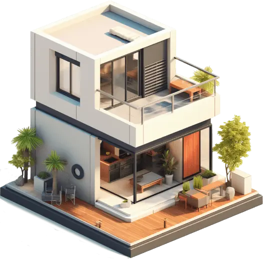 Diseño 3D de casa moderna reformada por Obras y Reformas Canarias